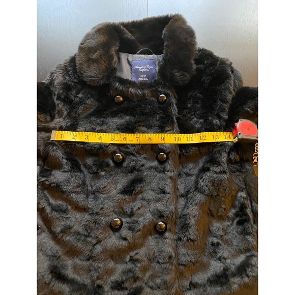 American Eagle Faux Fur Jacket Womens‎ XS Black Double-Breasted Coat Winter - Picture 8 of 11